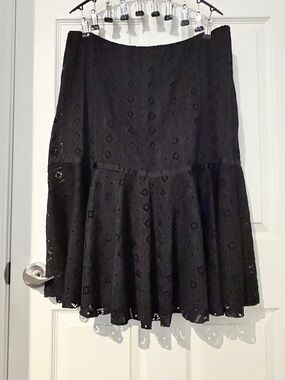 Plum Collection Black Eyelet Drop-Waist Flared Skirt – XXL